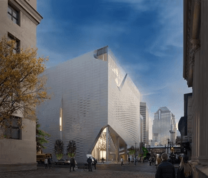 Architectural visualization of a modern urban building